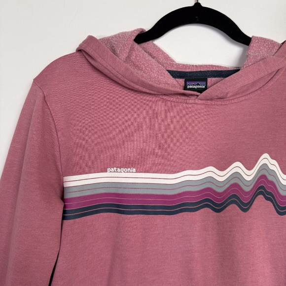 Patagonia Kids Lightweight Hoody Sweatshirt Ridge Rise Light Star Pretty Pink XL - Picture 4 of 15